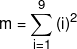 m = \sum\limits_{i = 1}^9 {{{\left( i \right)}^2}} 