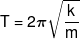 T = 2\pi \sqrt {\frac{k}{m}} 
