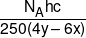 \frac{{{N_A}hc}}{{250(4y - 6x)}}