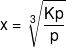 x = \root 3 \of {\frac{{Kp}}{p}} 