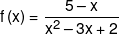 f\left( x \right) = \frac{{5 - x}}{{{x^2} - 3x + 2}}