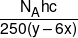 \frac{{{N_A}hc}}{{250(y - 6x)}}