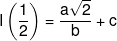 I\left( {\frac{1}{2}} \right) = \frac{{a\sqrt 2 }}{b} + c