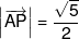 \left| {\overrightarrow {AP} } \right| = \frac{{\sqrt 5 }}{2}