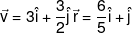 \vec v = 3\hat i + \frac{3}{2}\hat j\,\vec r = \frac{6}{5}\hat i + \hat j